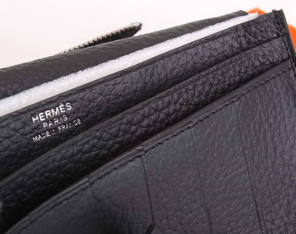 Cheap Fake Hermes Bearn Japonaise Bi-Fold A208 Black